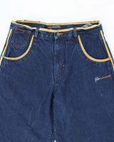 Vintage Y2k Fubu Dark Wash Yellow Piped Jeans - W35 L32