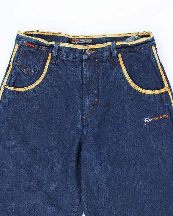 Vintage Y2k Fubu Dark Wash Yellow Piped Jeans - W35 L32