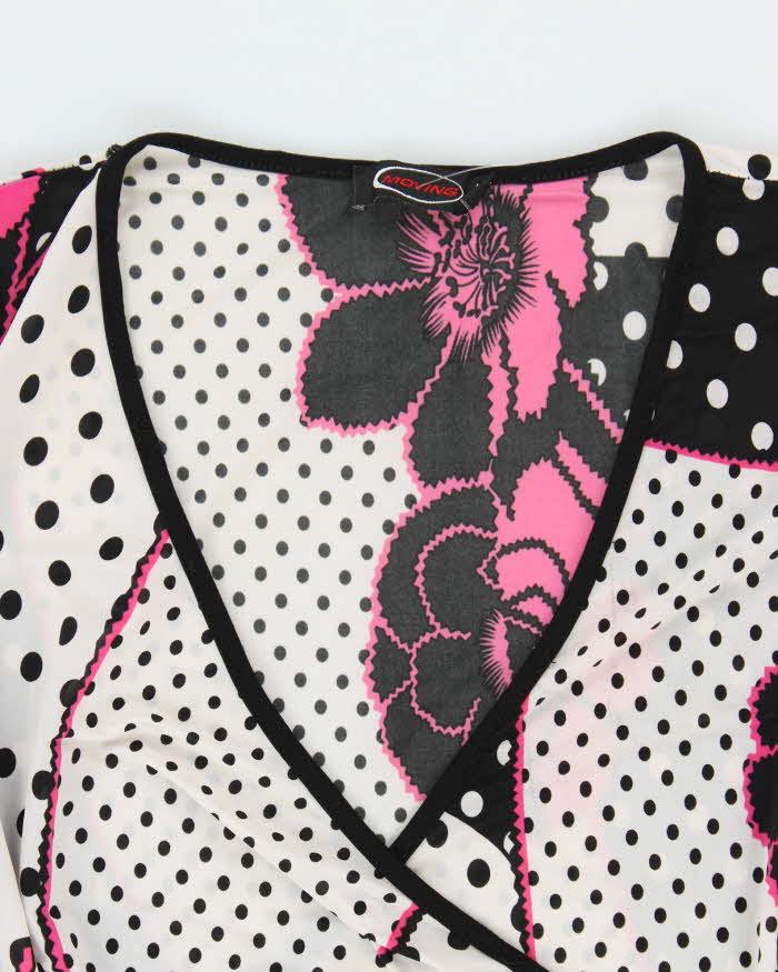Vintage Y2k 00s Moving Floral Polka Dot Dress - S