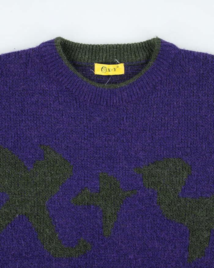 Vintage Y2K X+Y Graphic Printed Chunky Wool Blend Knit Jumper - L