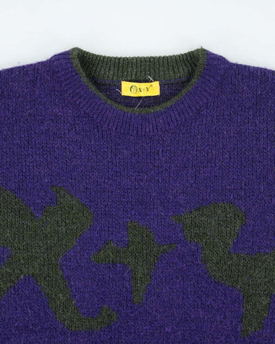 Vintage Y2K X+Y Graphic Printed Chunky Wool Blend Knit Jumper - L