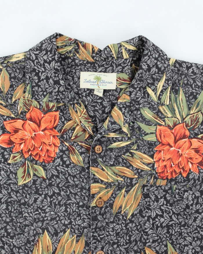 Vintage Island Shores Silk Hawaiian Shirt - L