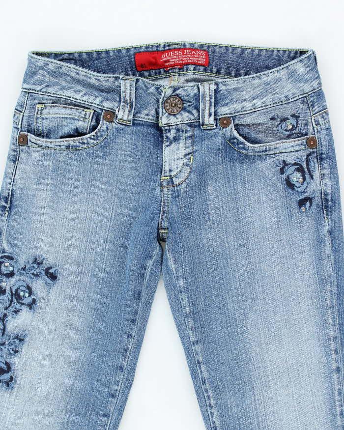 Y2k 00s Guess Low Rise Embroidered Flared Jeans - W29 L32