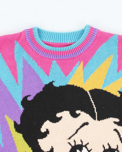Vintage Y2K Betty Boop Colourful Big Graphic Knit Jumper - M