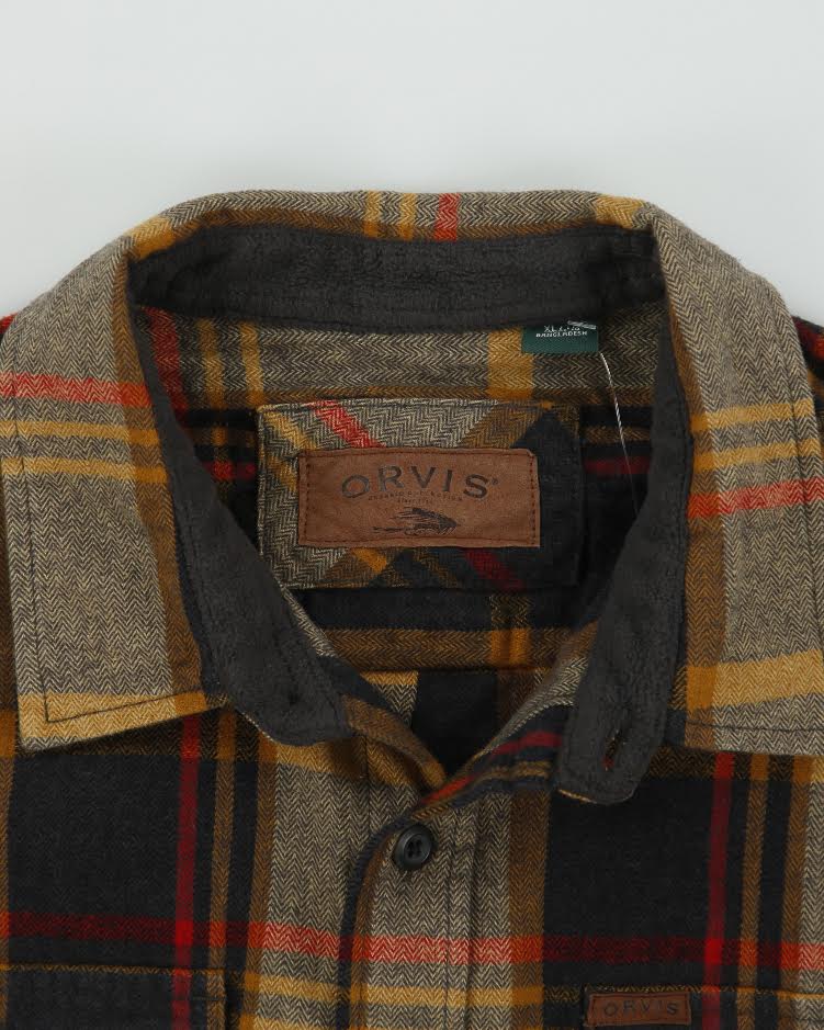 Vintage Orvis Heavyweight Plaid Long Sleeve Flannel Over Shirt - XL