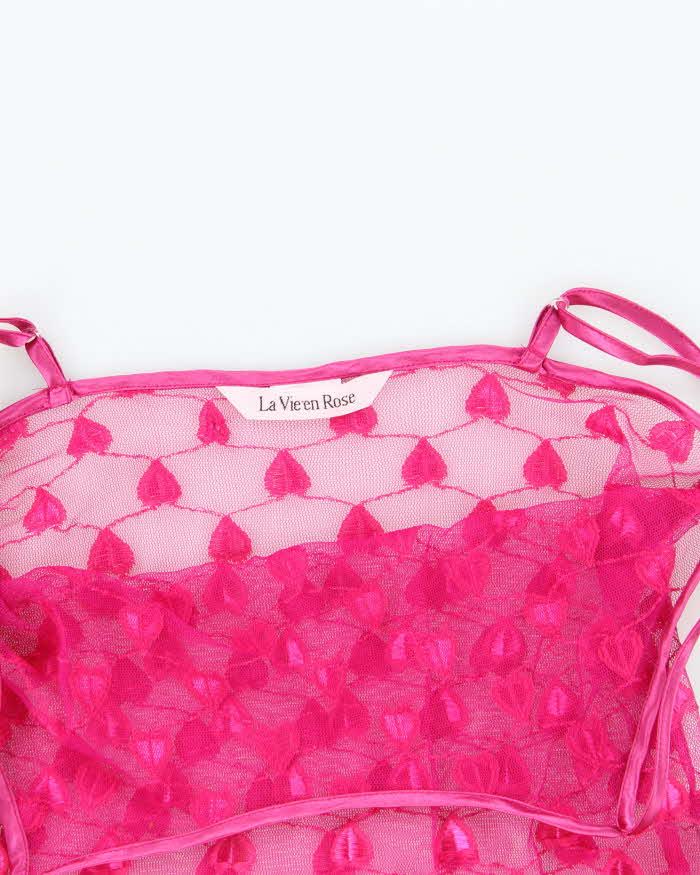 Vintage Y2k 00s La Vie En Rose Mesh Slip Dress - S