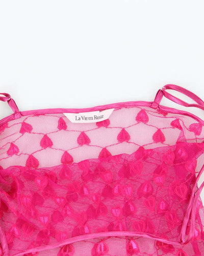 Vintage Y2k 00s La Vie En Rose Mesh Slip Dress - S