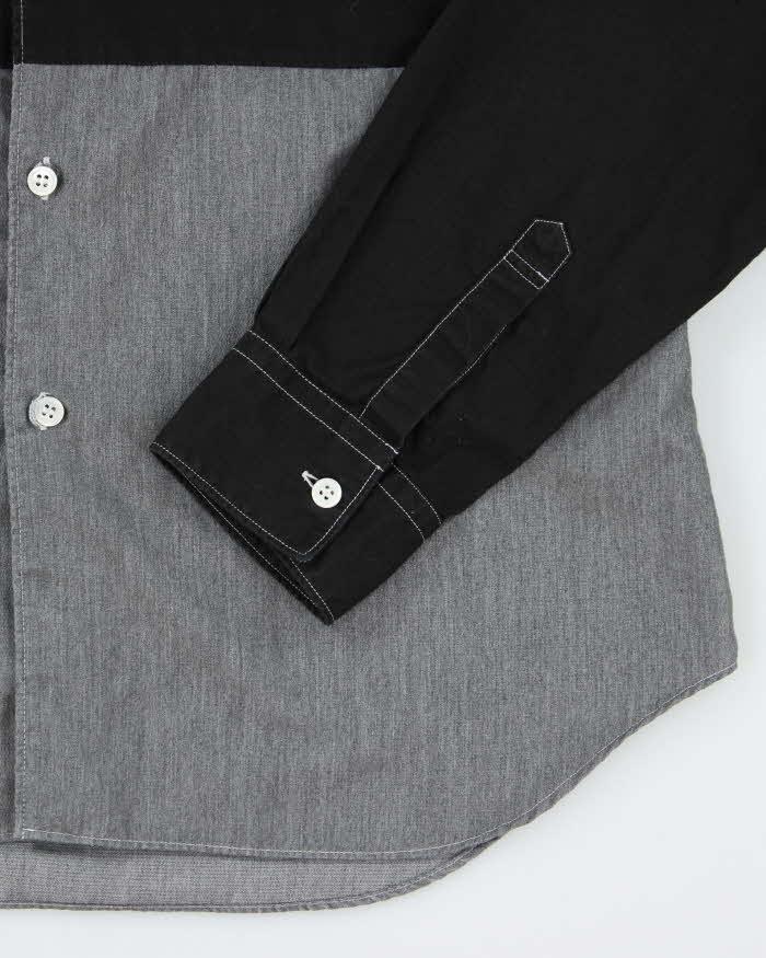 Comme Des Garcons Black and Grey Block Long SLeeve Shirt - M