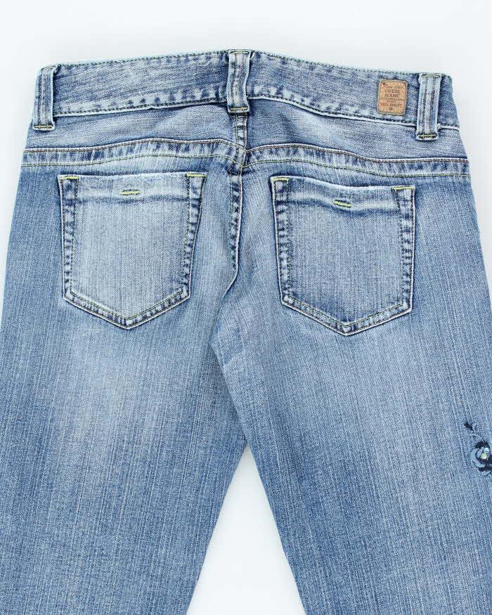 Y2k 00s Guess Low Rise Embroidered Flared Jeans - W29 L32
