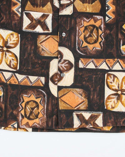 Vintage 60s Malihini Brown Hawaiian Shirt - L