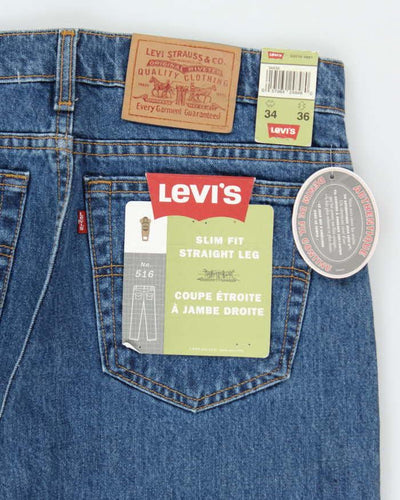 Vintage DSWT Levi's 516 Straight Fit Dark Wash Denim Jeans - W34 L36