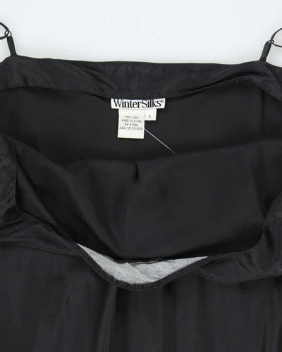 Vintage 90s Winter Silks Black Silk Slip Dress - L