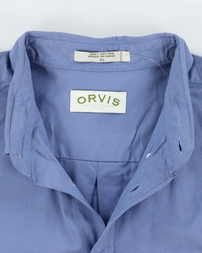 Vintage Orvis Plain Blue Long Sleeve Shirt - XL