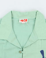 Vintage Green Short Sleeve Quarter Button Hawaiian Shirt - L