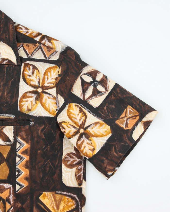 Vintage 60s Malihini Brown Hawaiian Shirt - L