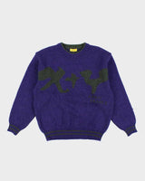 Vintage Y2K X+Y Graphic Printed Chunky Wool Blend Knit Jumper - L