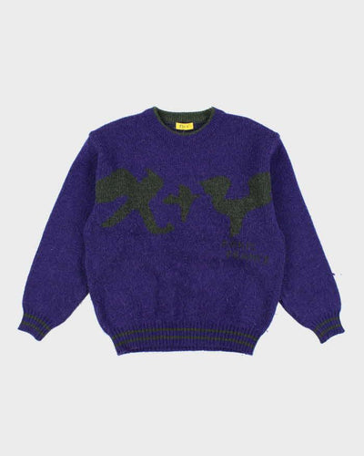 Vintage Y2K X+Y Graphic Printed Chunky Wool Blend Knit Jumper - L