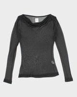 Vintage Y2k 00s M Collection Mesh Cowl Neck Top - M
