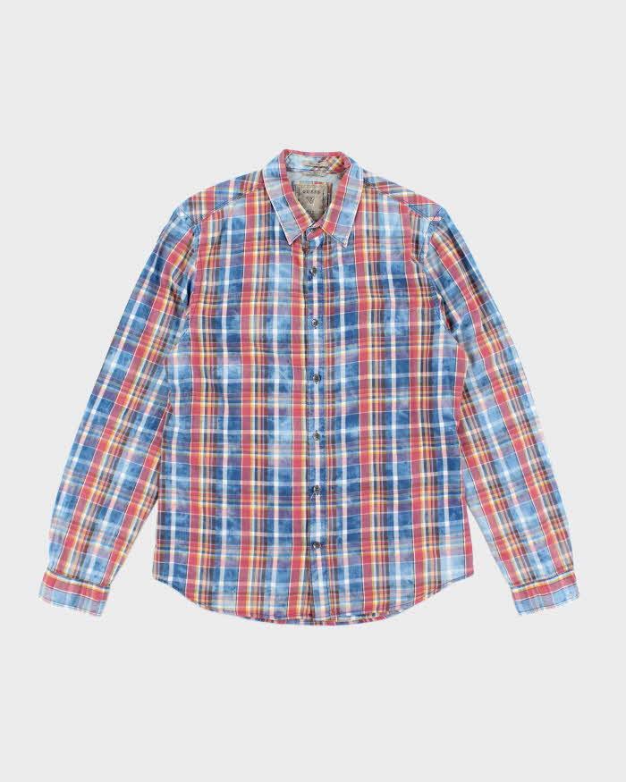 Vintage Y2k 00s Guess Checked Long Sleeve Shirt - M
