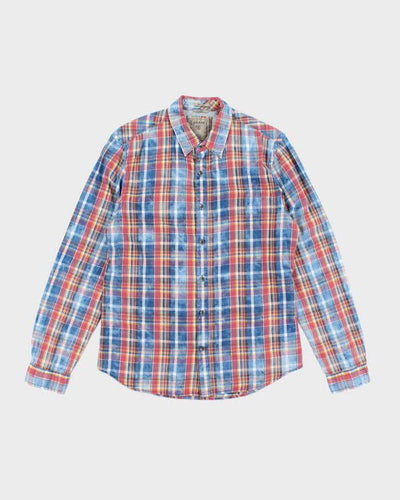 Vintage Y2k 00s Guess Checked Long Sleeve Shirt - M