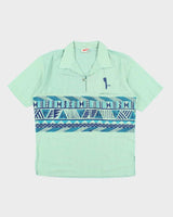 Vintage Green Short Sleeve Quarter Button Hawaiian Shirt - L