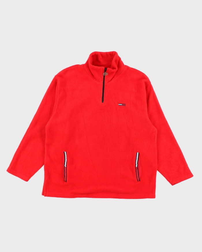 Vintage Tommy Jeans Red Quarter-Zip Fleece - XL