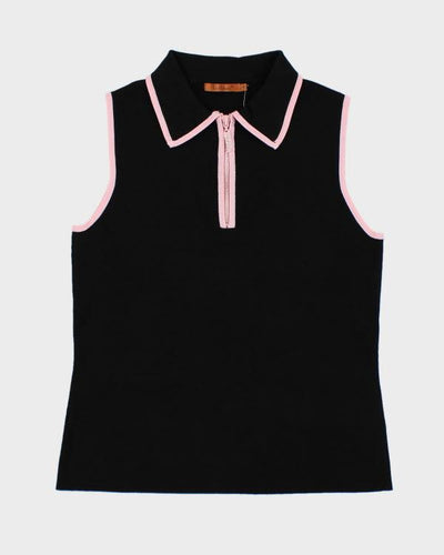 Y2k 00s Belldini Black Zip-up Knit Top - XL