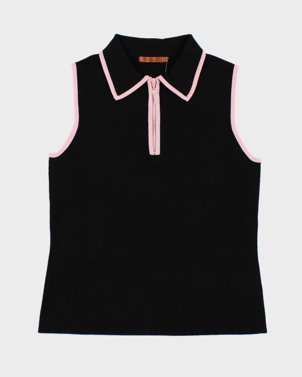Y2k 00s Belldini Black Zip-up Knit Top - XL