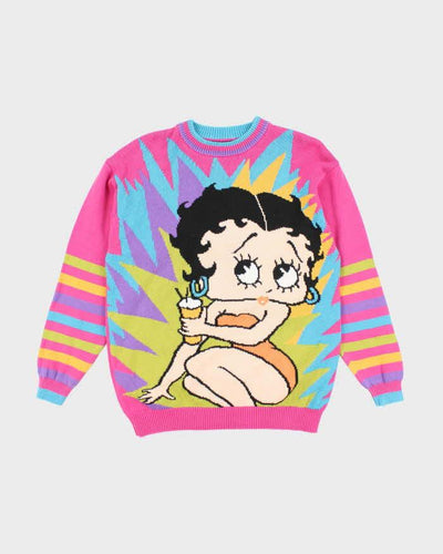 Vintage Y2K Betty Boop Colourful Big Graphic Knit Jumper - M