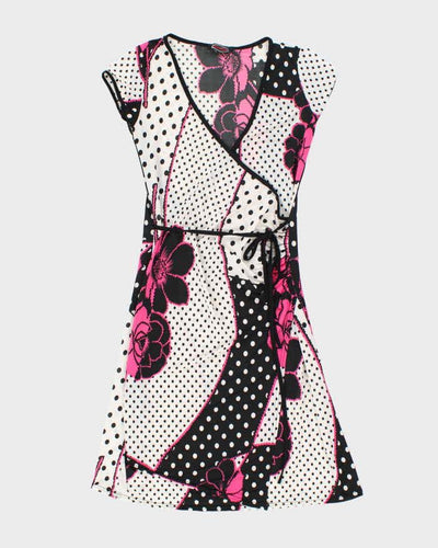 Vintage Y2k 00s Moving Floral Polka Dot Dress - S