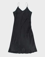 Vintage 90s Winter Silks Black Silk Slip Dress - L