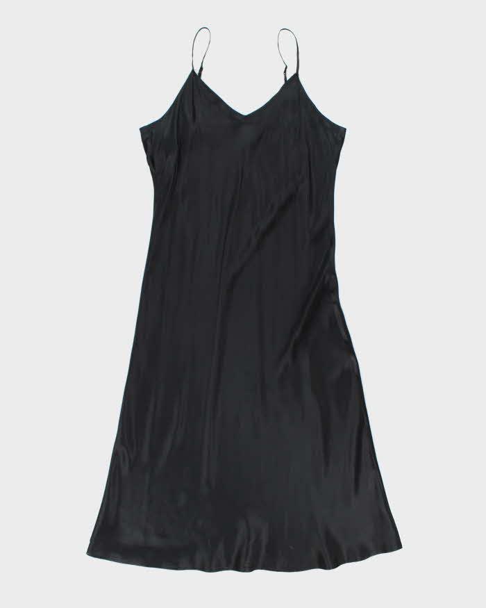 Vintage 90s Winter Silks Black Silk Slip Dress - L
