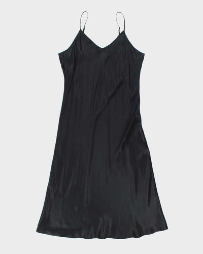Vintage 90s Winter Silks Black Silk Slip Dress - L