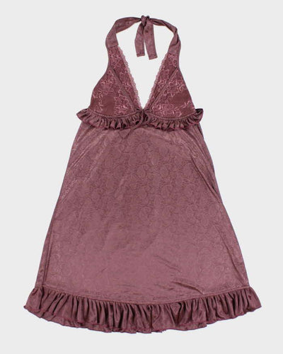 Vintage Y2k 00s Purple Frilly Halter Slip Dress - S