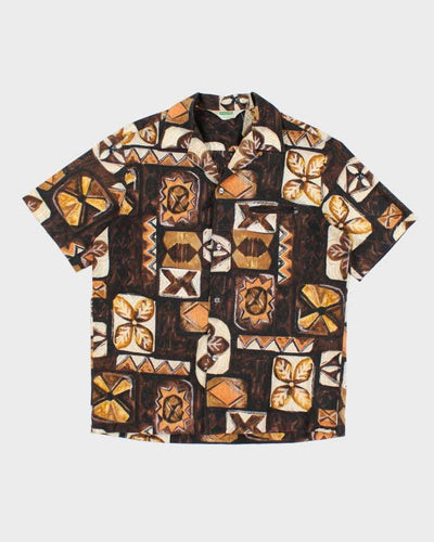 Vintage 60s Malihini Brown Hawaiian Shirt - L
