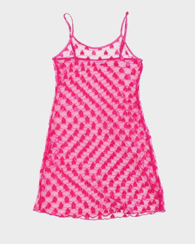 Vintage Y2k 00s La Vie En Rose Mesh Slip Dress - S