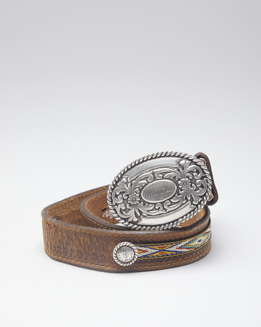 Wrangler Western Style Childrens Buckled Brown Leather Belt