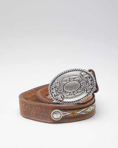 Wrangler Western Style Childrens Buckled Brown Leather Belt