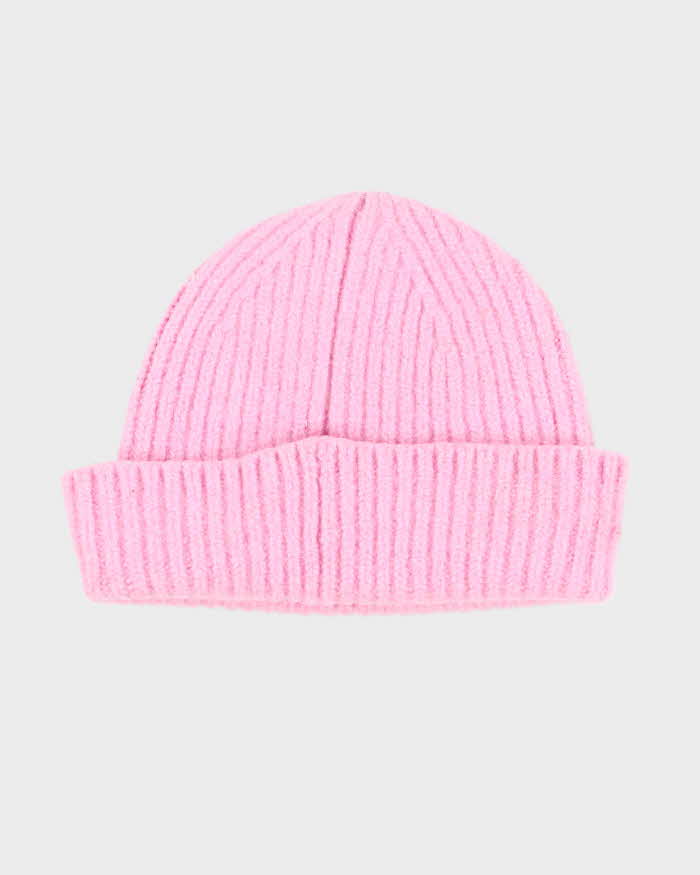 Acne Studios Baby Pink Ribbed Pansy Face Wool Beanie - Childrens 6-8