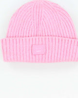 Acne Studios Baby Pink Ribbed Pansy Face Wool Beanie - Childrens 6-8