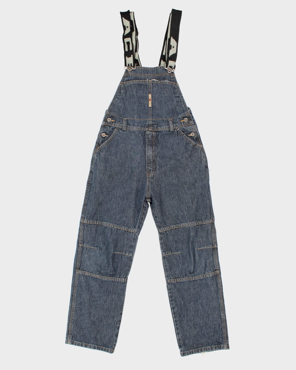 Y2K 00s Ace Jeans Blue Denim Dungarees - Youth L