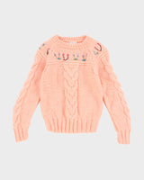 Vintage Children's Pink Knitted Floral Jumper