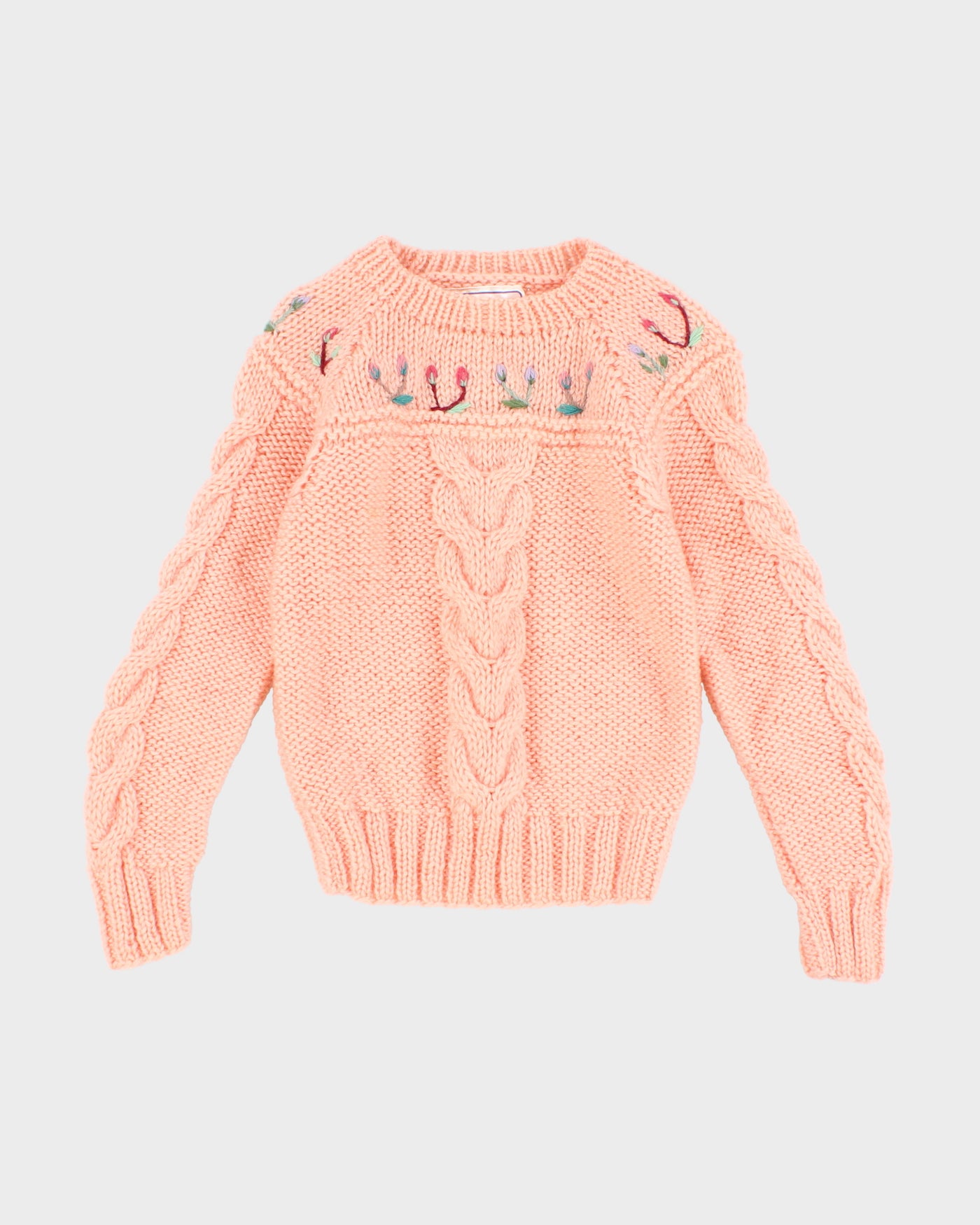 Vintage Children's Pink Knitted Floral Jumper