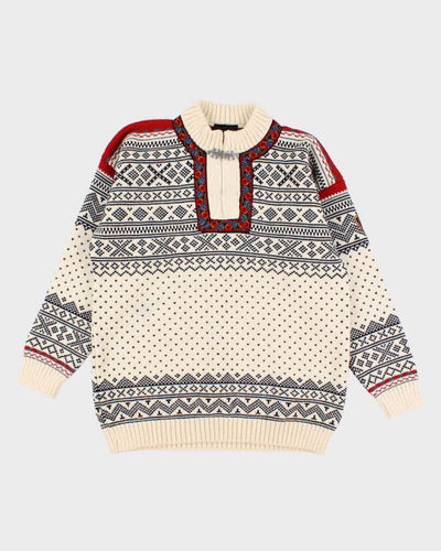 Vintage women's Cream Nordic Wool Jumper - M