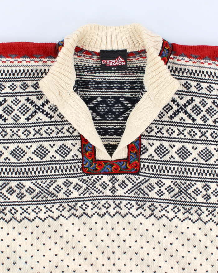 Vintage women's Cream Nordic Wool Jumper - M