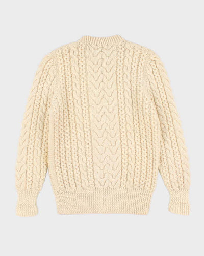 Vintage men's Cream Cable Knit Wool Sweater - M