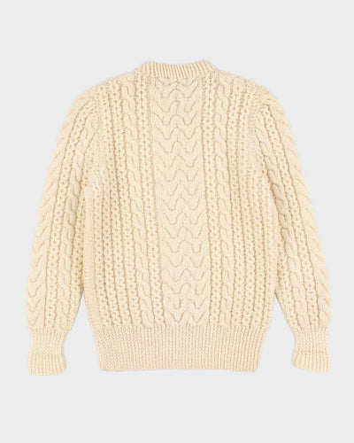 Vintage men's Cream Cable Knit Wool Sweater - M