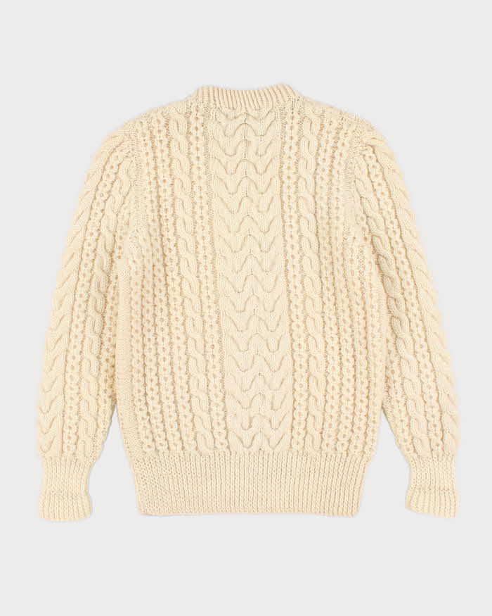 Vintage men's Cream Cable Knit Wool Sweater - M