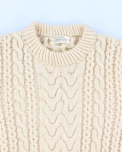 Vintage men's Cream Cable Knit Wool Sweater - M