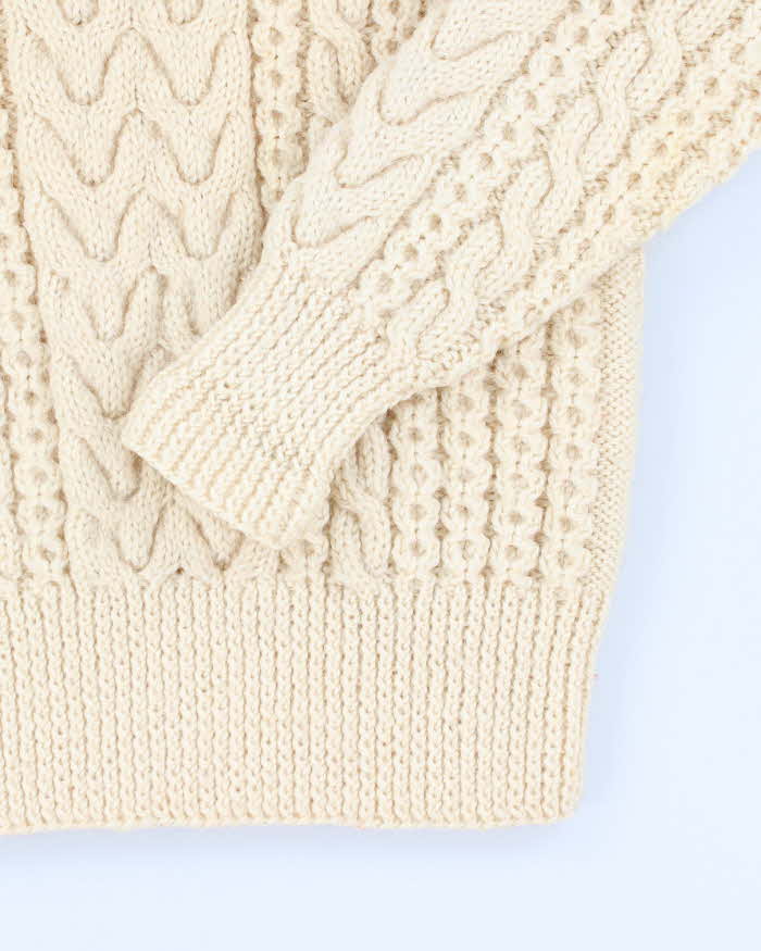 Vintage men's Cream Cable Knit Wool Sweater - M